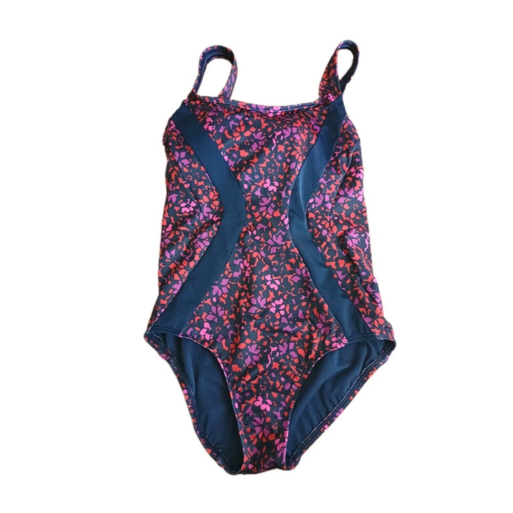 Lands End Ladies One Piece Swimsuit 6 Petite Built In Bra Navy Pink